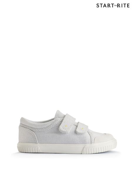 Start-rite Silver Sandy Beach Silver Double Strap Canvas Shoes (F16891) | ‏141‏₪