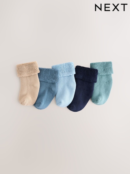 Blue Baby Towel Socks 5 Pack (0mths-2yrs) (F17005) | 37 QAR