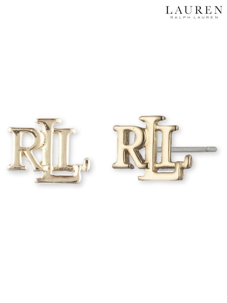 Lauren Ralph Lauren Gold Tone Logo Stud Earrings (F17056) | €37