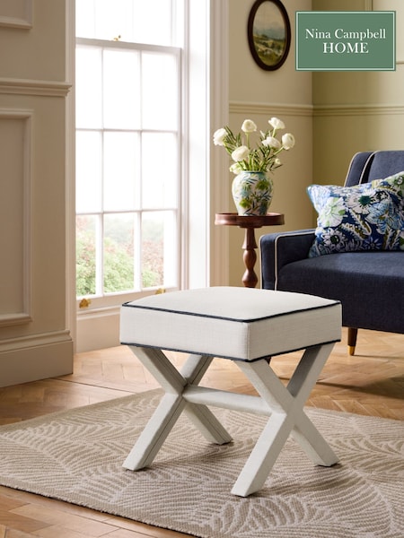 Nina Campbell Clabon Natural Upholstered Leg Rosebury Footstool (F17071) | €189
