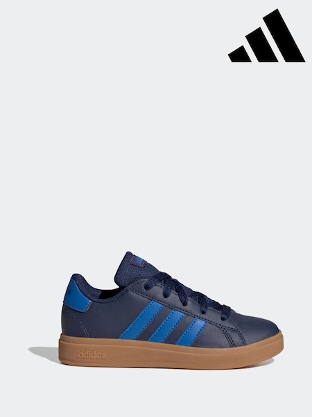 adidas Navy/Blue Grand Court Lace-Up Kids Trainers (F17076) | AED175