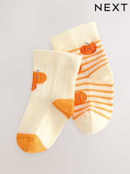 Orange Baby Halloween Pumpkin Socks 2 Pack (0mths-2yrs) (F17078) | €5