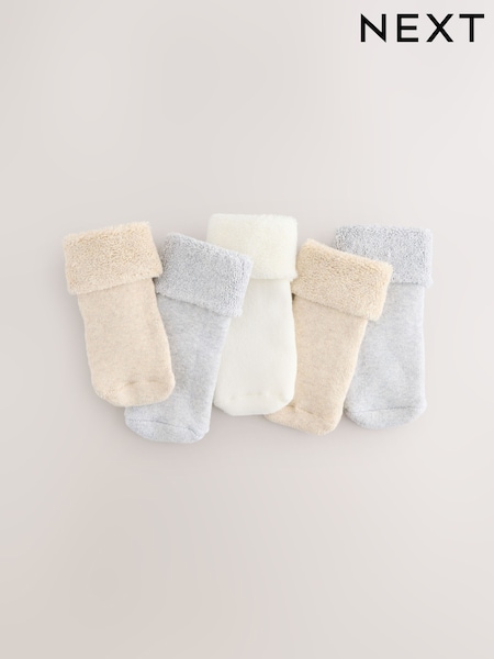 Neutral Baby Roll Top Towelling Socks 5 Pack (0mths-2yrs) (F17084) | AED38