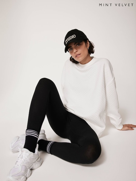 Mint Velvet White Quilted Popper Sweatshirt (F17156) | ₪397
