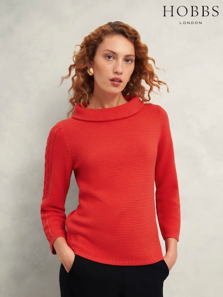 Hobbs Red Camilla 100% Cotton Jumper (F17206) | €101