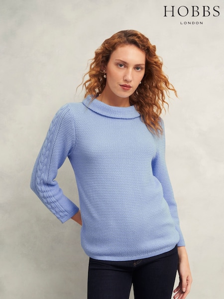 Hobbs Blue Camilla 100% Cotton Jumper (F17207) | €101