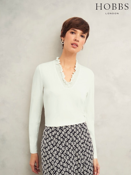 Hobbs White Candice Top (F17210) | €62
