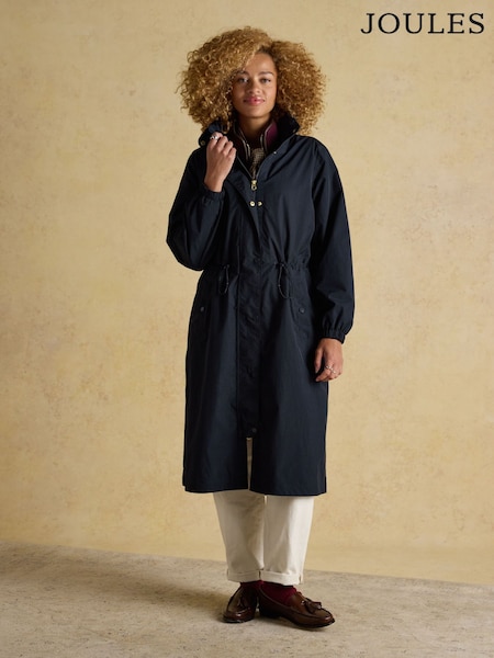 Joules Hensley Navy Longline Waterproof Coat with Packable Hood (F17252) | R$ 980