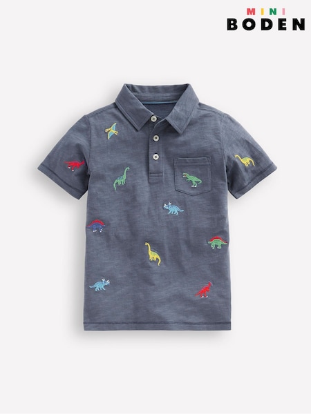 Boden Blue 100% Cotton Embroidered Slub Polo Shirt (F17253) | AED61 - AED67