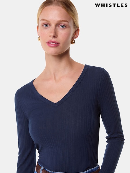 Whistles Diagonal Rib V-Neck Top (F17285) | 83 €