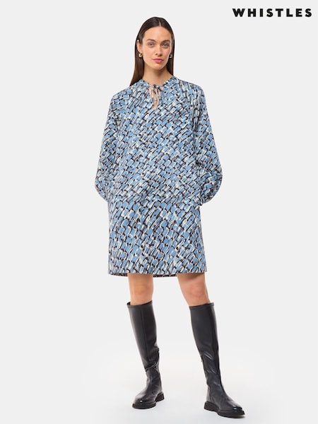 Whistles Blue Petite Feathered Wing Marnie Dress (F17286) | € 100