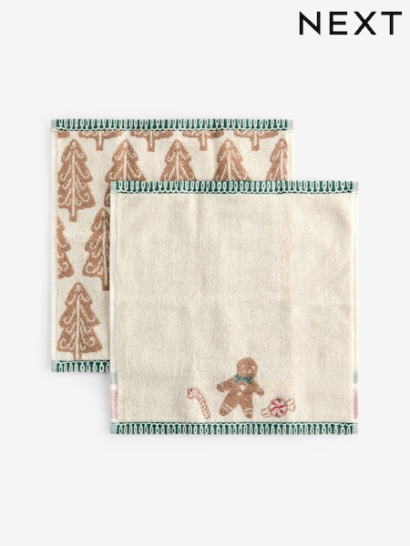 Grey Christmas Gingerbread Face Cloth (F17315) | €7