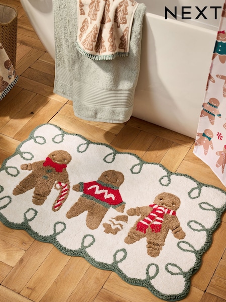 Natural Christmas Gingerbread 100% Cotton Bath Mat (F17321) | AED93