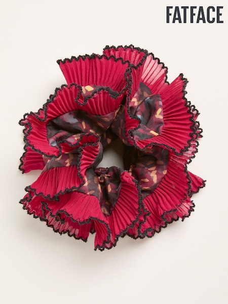 FatFace Burgundy Red Sketchy Texture Printed Scrunchie (F17330) | AED84