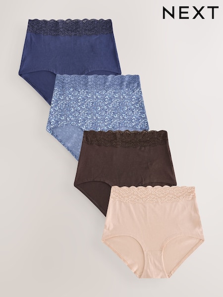 Blue Ditsy Floral Full Brief Lace Knickers 4 Pack (F17447) | €27