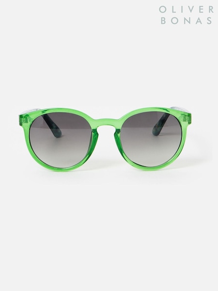 Oliver Bonas Preppy Crystal Faux Tortoiseshell Round Sunglasses (F17548) | 179 LEI