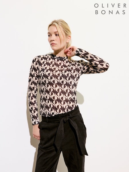 Oliver Bonas Abstract Print Mesh Top (F17555) | €44