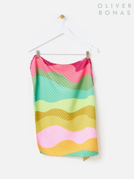 Oliver Bonas Natural Bright Wave Pleated Square Scarf (F17556) | €31