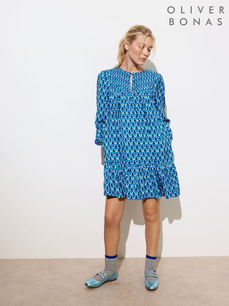 Oliver Bonas Geometric Tiered Mini Dress (F17585) | 391 LEI