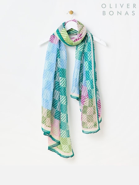 Oliver Bonas Natural Chequerboard Pleated Lightweight Scarf (F17595) | €35