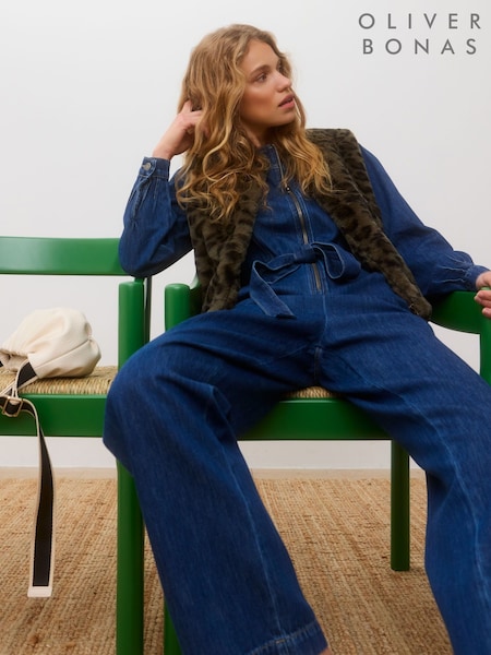 Oliver Bonas Denim Zip-up 100% Cotton Jumpsuit (F17599) | 127 €