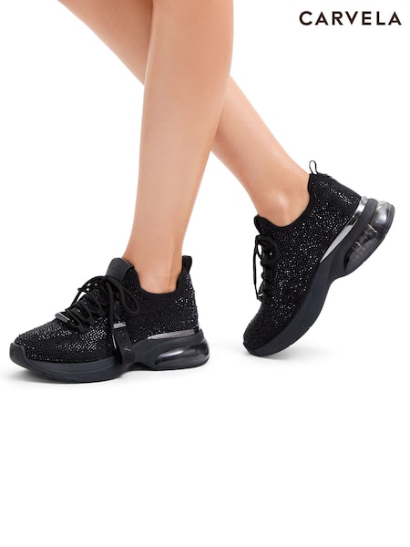 Carvela Cosmic Bubble Jewel Black Trainers (F17640) | ₪699