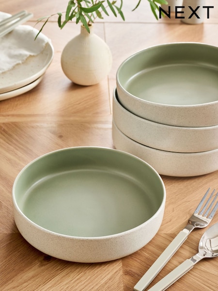Set of 4 Sage Green Otis Pasta Bowls (F17701) | €35