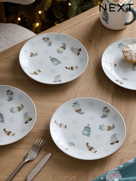 Teal Blue Christmas Gonk Set of 4 Side Plates (F17704) | €15