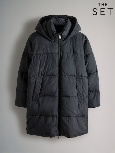 The Set Black Hooded Longline Padded Coat (F17738) | €53