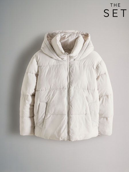 The Set Oyster Grey Short Padded Coat (F17739) | €48
