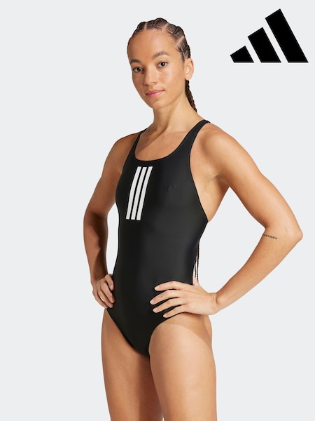 adidas Black 3 Stripe V Back Swimsuit (F17772) | R$ 295