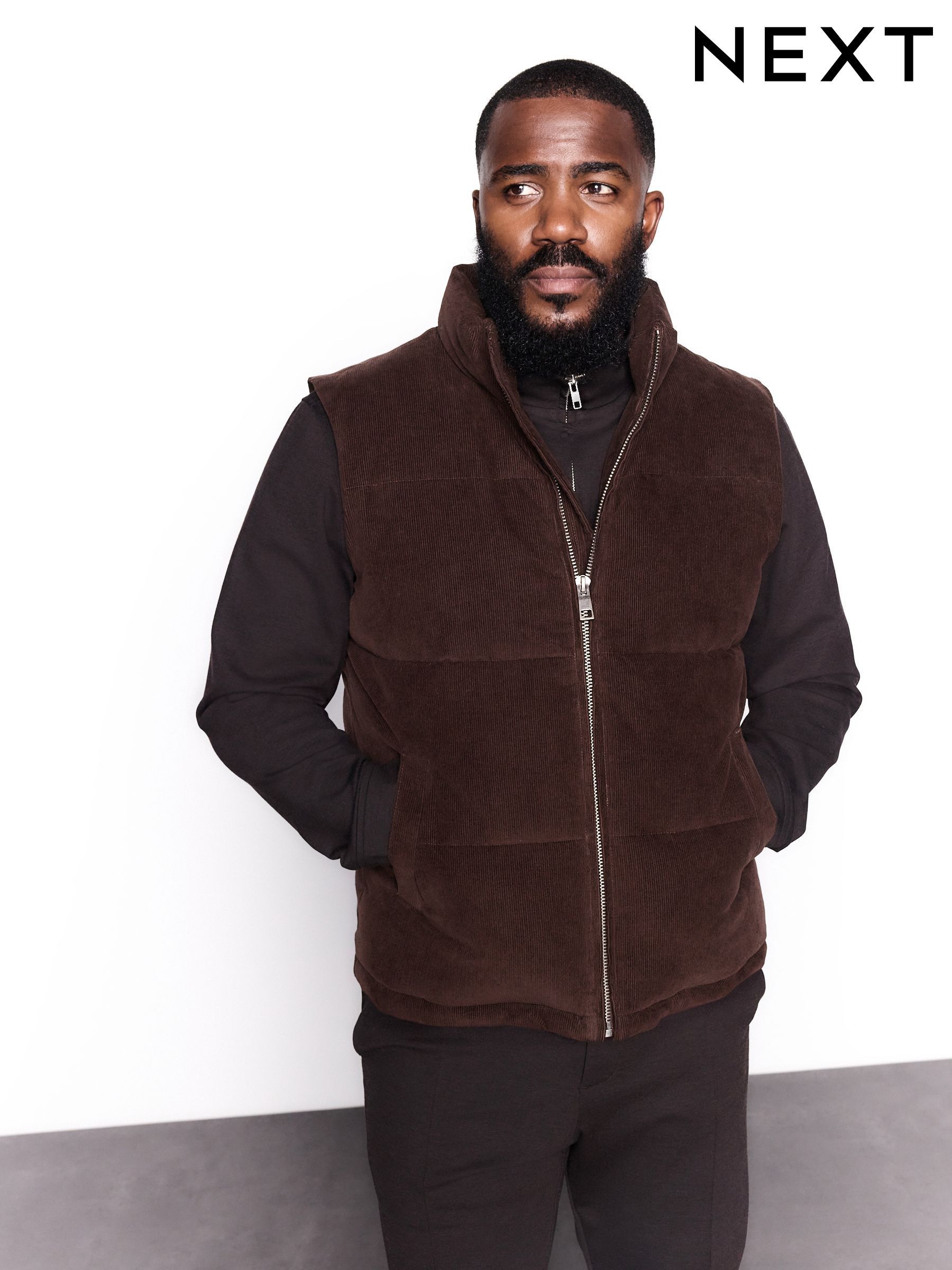 トップス nuance collar gilet / brown nuance collar gilet / beige