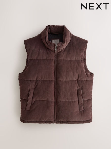 Brown Corduroy Padded Gilet (F17796) | €84