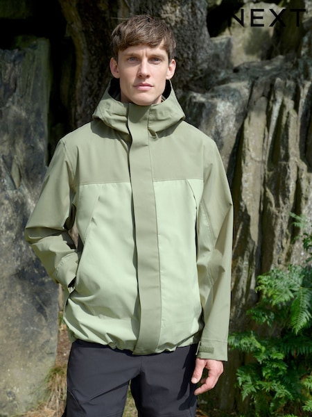 Sage Green Dry-Tech Waterproof Colourblock Anorak Jacket (F17797) | €80