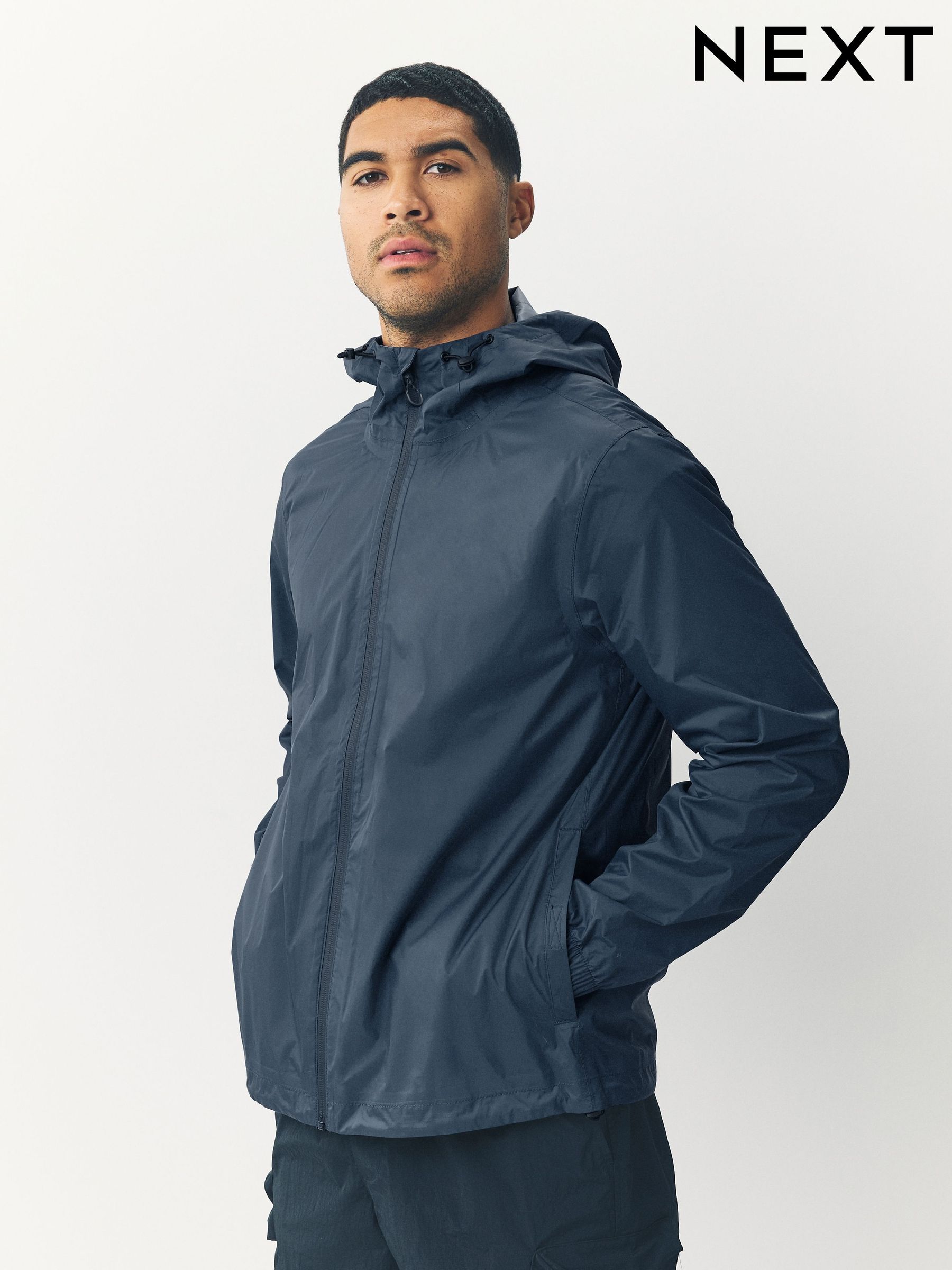 Men's Lightweight Waterproof Rain Jacket - Packable Windbreaker With Hood, Elastic Cuffs, Reflective Details, Multiple Sizes