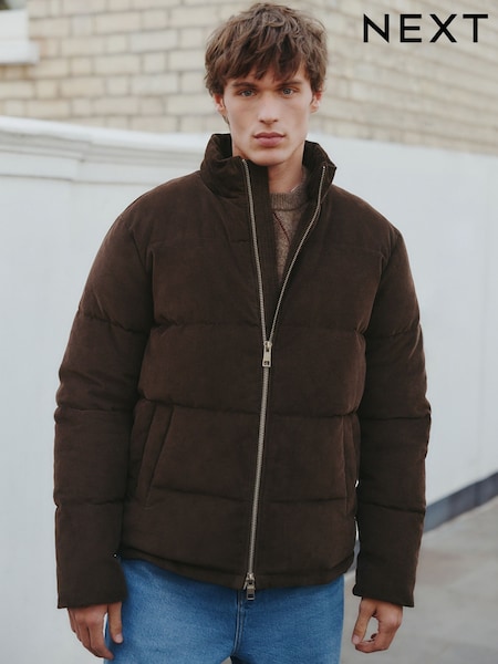 Castanho - Corduroy Puffer Jacket (F17827) | R$ 815