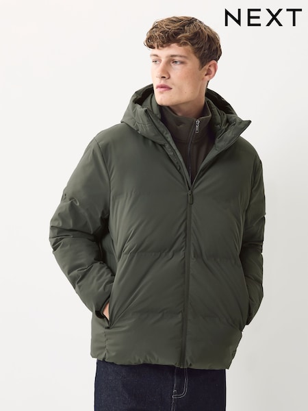 Khaki Green Regular Length ThermoGen Shower Resistant Puffer Jacket (F17849) | €96