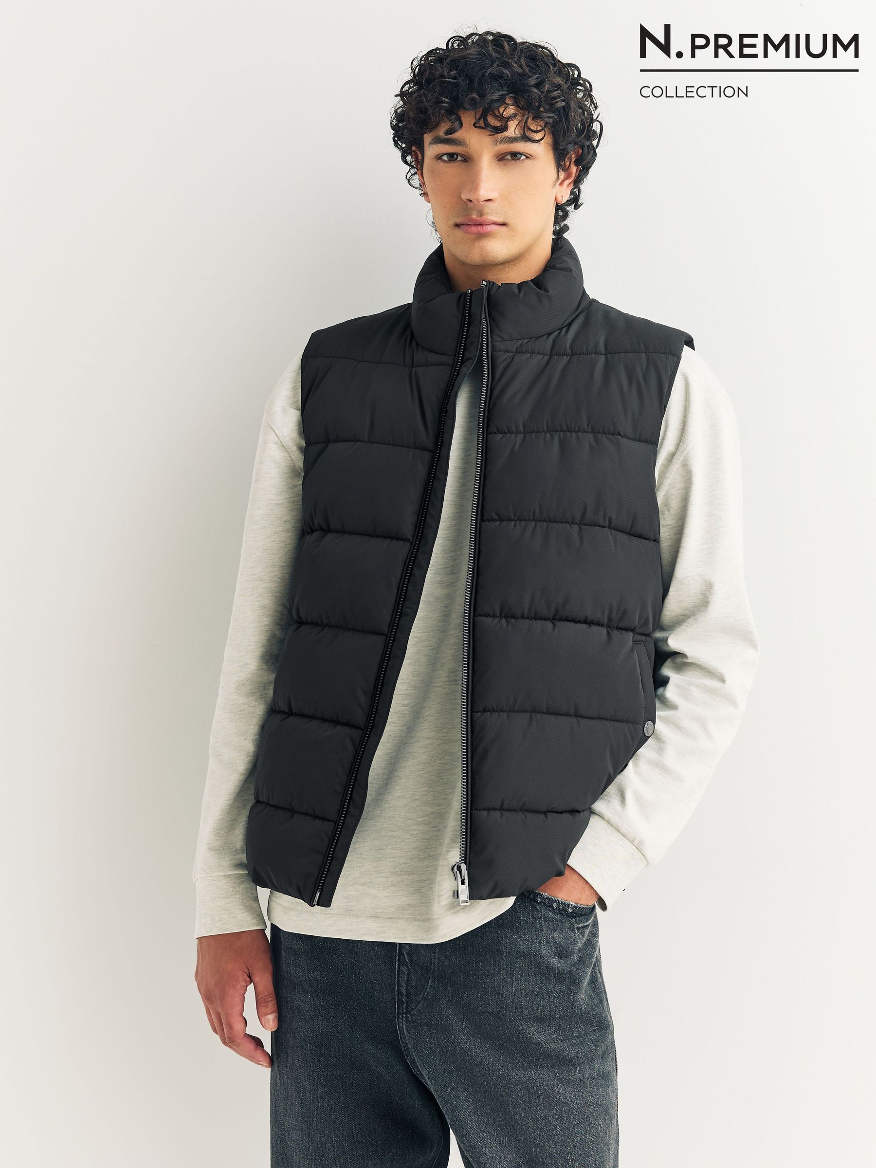 Mens Black Gilets | Mens Black Padded Gilets | Next USA