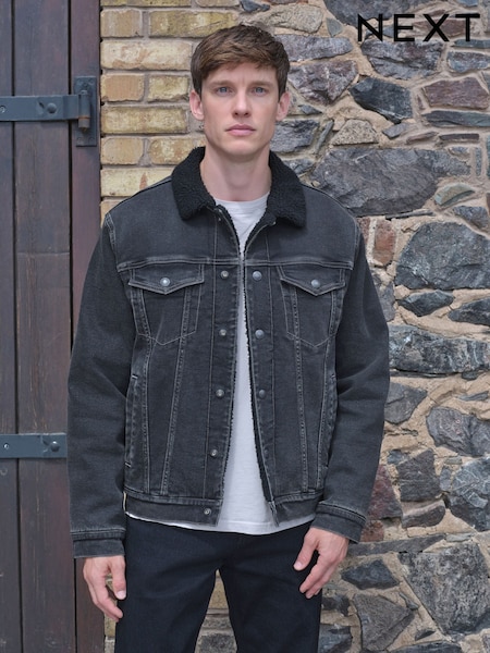 Black Denim Western Jacket with Borg Lining (F17864) | €75