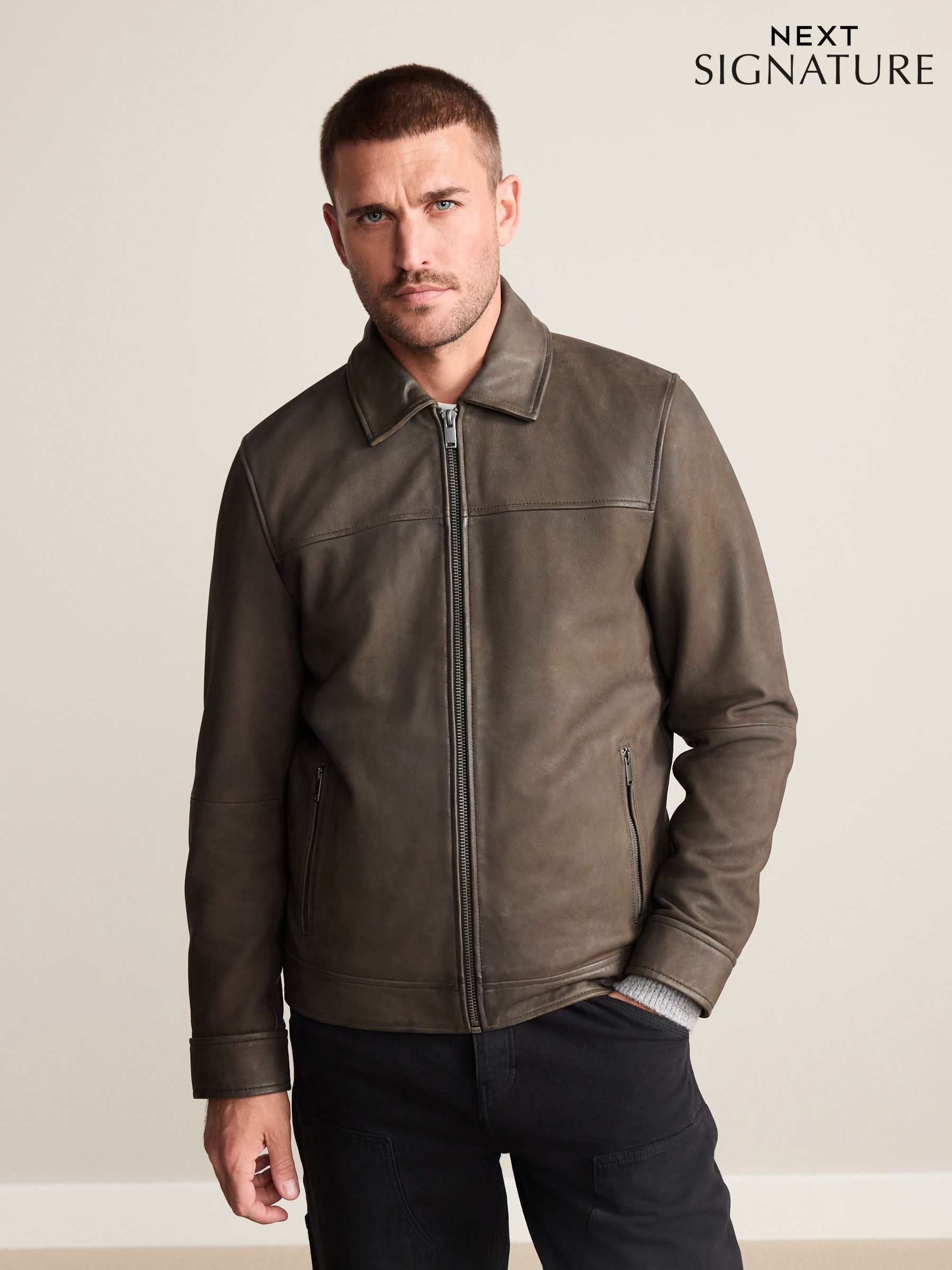 新品NKNIT synthetic leather jacket BROWN 0 Jack & Jones JJEROCKY