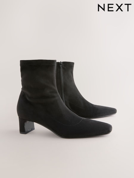 Black Standard/Wide Fit Forever Comfort® Chisel Toe Block Heel Sock Boots (F17940) | R$ 390