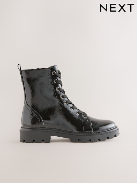 Black Patent Standard/Wide Fit Forever Comfort® Lace-Up Boots (F17954) | €43