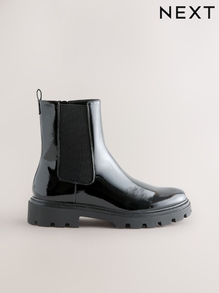Black Patent Forever Comfort® Round Toe Chelsea Boots (F17956) | €45