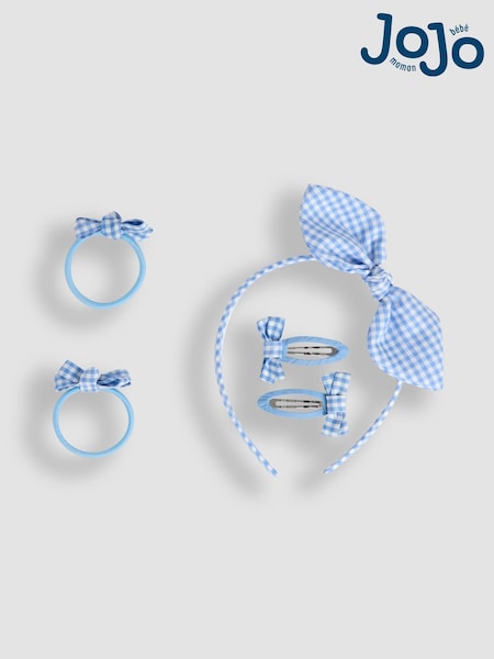 JoJo Maman Bébé Blue Gingham Hair Accessories Pack (F18057) | €19