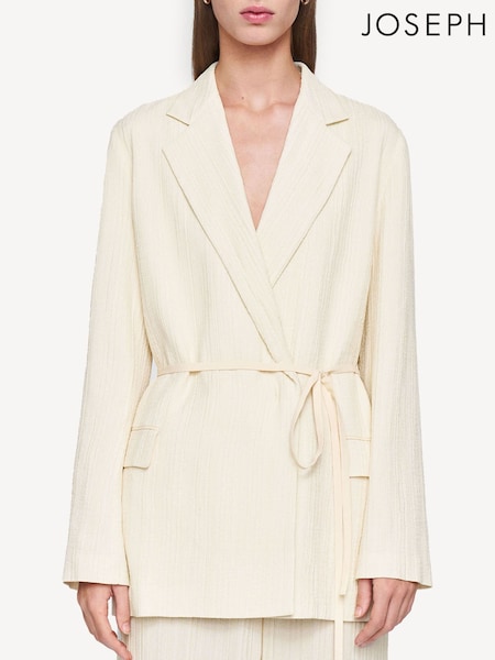 Joseph Cream Amelot Pleat Jacquard Silk Blazer Jacket (F18074) | LEI 5,176