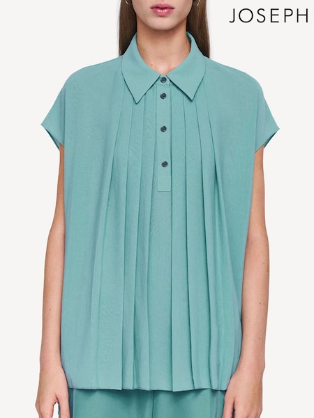 Joseph Blue Antin Airy Plisse Blouse (F18077) | AED1,893