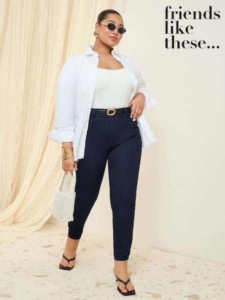 Azul escuro - Friends Like These Elasticated Waist Denim Jeggings (F18081) | R$ 245