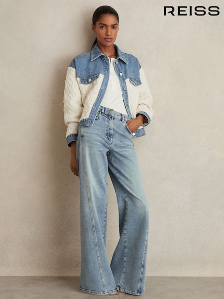 Reiss Anna Quilted Colour Block Denim Jacket (F18143) | € 224