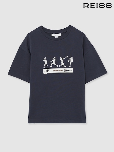 Reiss Petrol Blue Kolby 13-14 yrs Cotton Varsity League Oversize T-Shirt (F18145) | €35