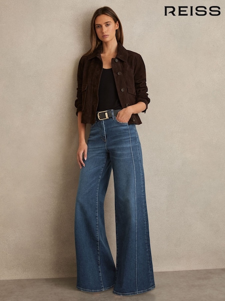 כחול בהיר - Reiss Heather Stretch Cotton Wide Leg Jeans (F18162) | ‏1,225‏₪